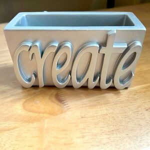 Silver 'Create' Desk Pencil Cup